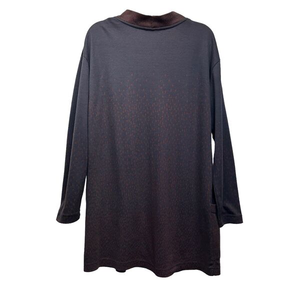 Marc Lauge By the Sea Long Cardigan Women's M Open Front Rusty Brown Cheetah - Picture 2 of 7